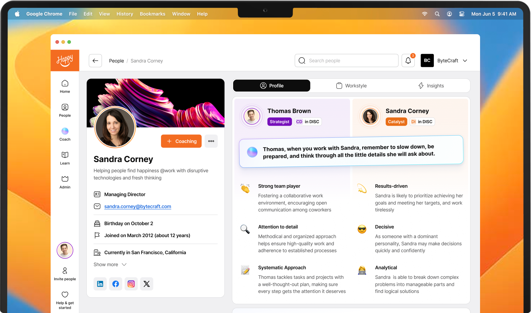 Happy redesigned profile on MacBook