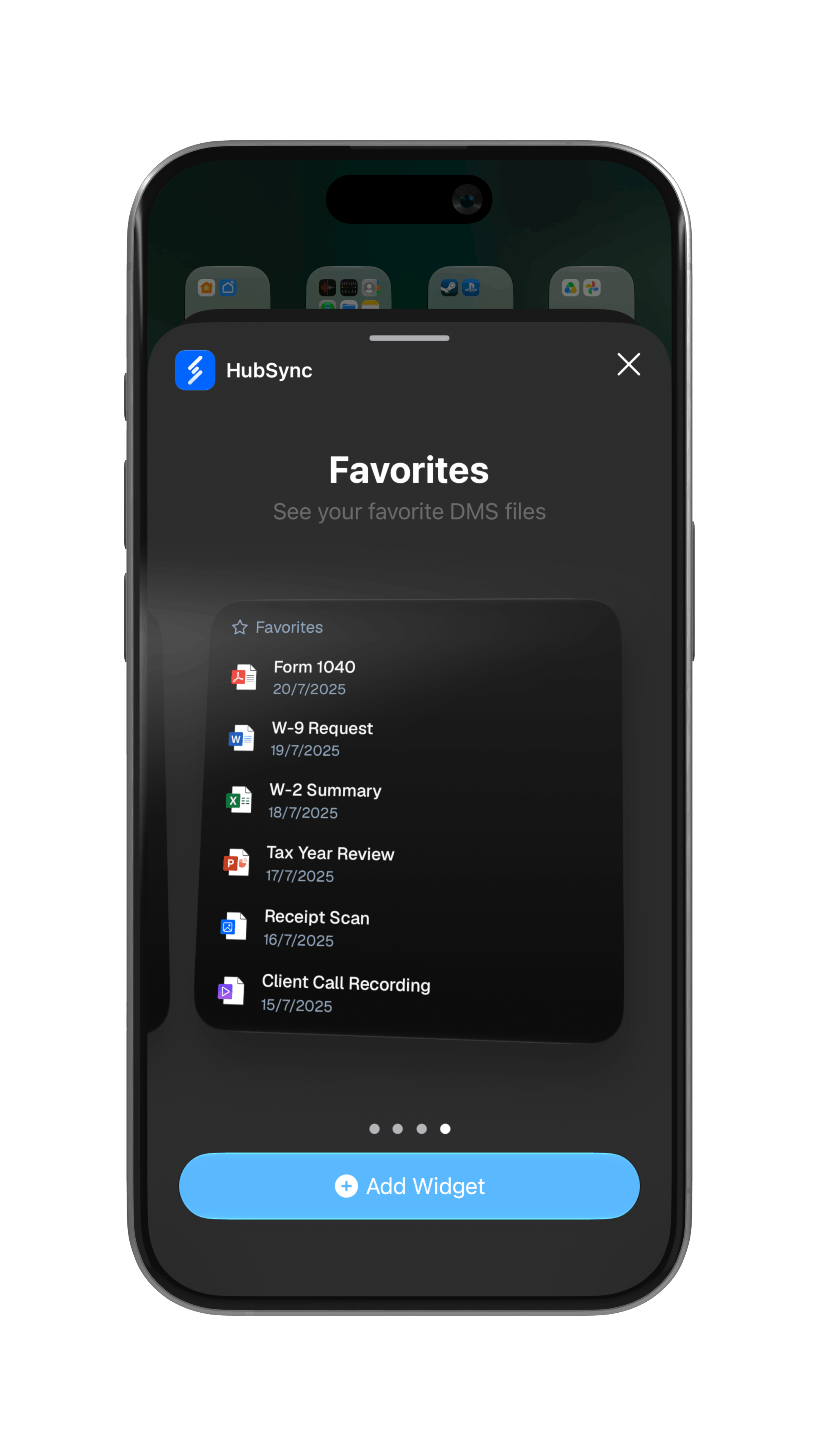 HubSync Favorites widget